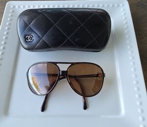 CHANEL Brown Aviator Sunglasses with Brown Lenses- PRESCRIPTION- FRAMES ONLY
